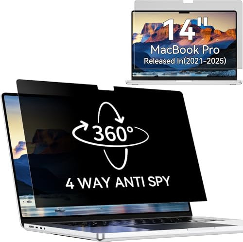 Filtro de privacidad para MacBook Pro de 14 pulgadas (2021-2024, M1, M2, M3, M4), filtro antiespía protección de pantalla, portátil privacidad pantalla para Mac de 14,2 pulgadas