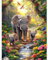 HEIBAGO 5D Bricolage Diamond Painting Eléphant, Paysage Broderie Peinture Diamant pour Adultes, Diamond Painting Complet Diamant Kit Animaux Cristal Painting Artisanat pour Murale Décoration 30x40cm