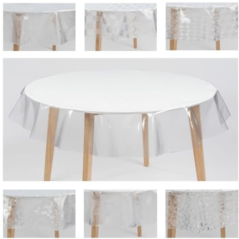 laro Ø 140 cm Premium Line Transparente Tischdecke rund - PVC Kunststoff - Wasserdicht & abwischbar, Muster:Transparent Klar Schutzfolie, Größe: Rund 140cm