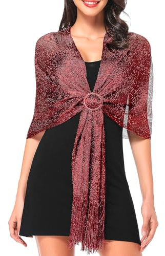 YIFLorine TANG Glitzer Stola Damen,Glänzendes Metall Schal Stola Damen,Stola für Abendkleid,Stole mit Schnalle,Frauen Braut Hochzeit Schal,für Abendkleider Kleider Hochzeitsfeier（Gold）