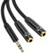 Audio Splitter Kabel, Aux 3.5mm Splitter Adapter 1 in 2 Out, Klinke Splitter Kopfhörer Adapter für Samsung Galaxy A15 A14 A13 A12 A34 A24 A06s A05s S10 S9 S8, iPhone 8/7/6, PC, Tablet, Lautsprecher