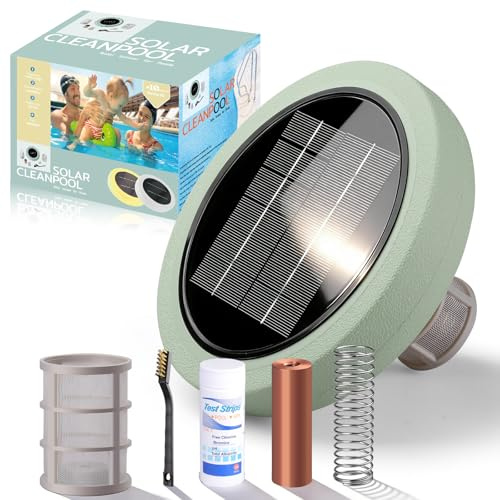 Ionizador Solar para Piscinas, Flotante de Cobre, Limpiador de Agua para Piscinas Enterradas y Sobretierra, hasta 151,400 litros Ideal para Piscinas y Spas