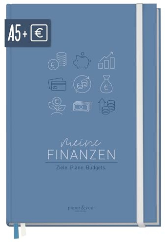 Häfft paper&you® Finanzplaner A5+ Haushaltsbuch Finance & Life | Für 1 Jahr Einnahmen & Ausgaben: 144 Seiten mit 100g/m²-Papier, Hardcover, 12 Monatsübersichten & 53 Wochenlisten