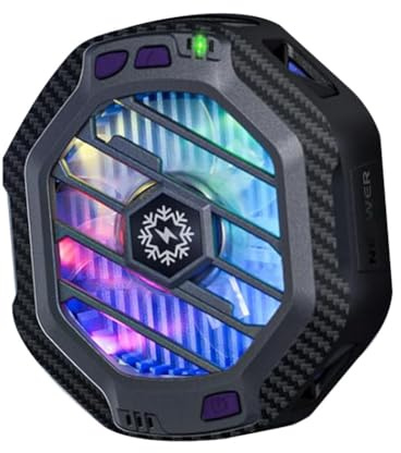 Glayent Phone Cooler, Magnetic Wireless Charger with RGB Lighting, 3-Stage Quick Cooling Fan for Phone Games, Live Streaming, Easy to Use
