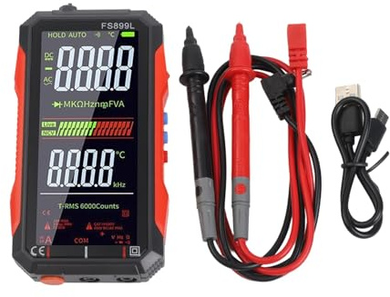 NINMORTH Digital Multimeter with True RMS, 6000 Count for USB- Rechargeable, AC/DC Voltage Current Capacitance for frequency Resistance NCV, for FS899C/FS899S, for Red