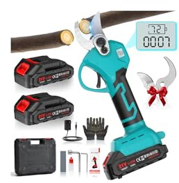 21V 2Ah Akku Gartenschere,2000mAh Gartenschere Akku Elektrische Astschere,SK5 Klinge 30mm Schnittkraft mit 2 Akku & LED-Schnittzählerm für effizientes Beschneiden