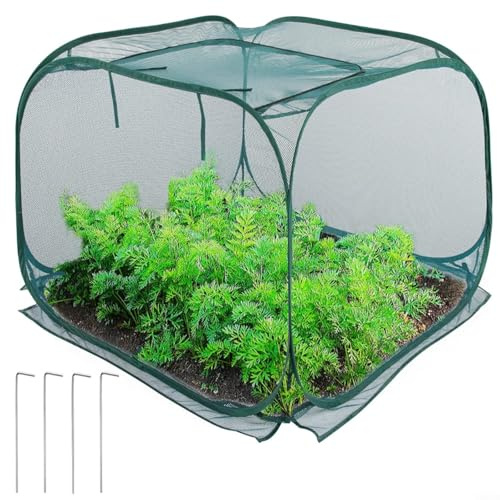 Entgoinggo Foldable Plant Cage Mesh Plant Cover Garden Frost Protection With 4 Ground Stakes For Secure Positioning Protects Plants From And Harsh Weather Storage For And Landscaping(80 * 80 * 80)