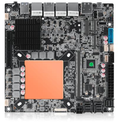 SJRC 12 Bay NAS Motherboard Mini ITX, Core Ultra 7-155H Mainboard with 4x 10G/5G/2.5G LAN, PCIe x8 slot, USB4 40Gbps, vPro, OPNsense homelab server, 8GB DDR5 RAM 128GB NVMe SSD
