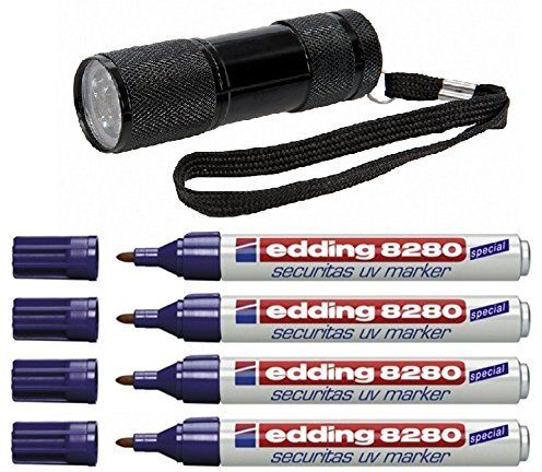 edding 8280 UV-Marker Rundspitze (1 Lampe | 4 Marker)