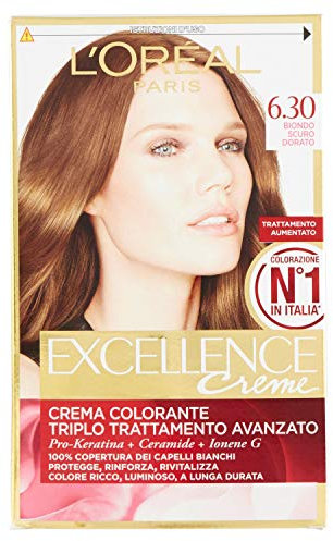 L'Oréal Paris Excellence Crema Colorante Triplo Trattamento Avanzato, 6.3 Biondo Scuro Dorato
