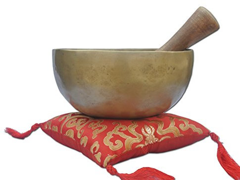 Excellent bol de méditation et de guérison fait à la main avec maillet, coussin en soie, fabriqué en métal pur, 15,2 cm, ensemble complet pour 1 pièce