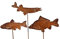 Vosteen Blümel Huber Decorative Garden Set – Fish 3 x 60 cm Metal Rust Patina Finish