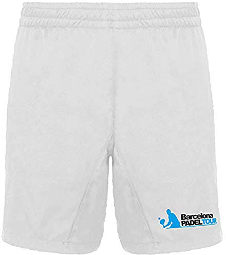 Barcelona Padel Tour - Herren Short mit Taschen - Leichte und atmungsaktive Padel Woven Short mit speziellem Padel Aufdruck - Sportbekleidung Weiß M