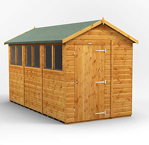 POWER High Grade Premium Apex Garden Wooden Shed with Security Features, PVC Window Sills, Door & Window Flexibility, made from Extra Thick Timber & Toughened Glass