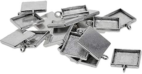 Sharplace 20pcs Tibetischen Silber Blank 20mm Quadratische Lünette Tray Base Cabochon Anhänger