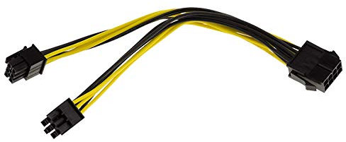 KALEA-INFORMATIQUE Cordon Adaptateur ATX 8 Points Femelle vers PCIe 6 Points Mâle pour Carte Graphique. Longueur 20 cm