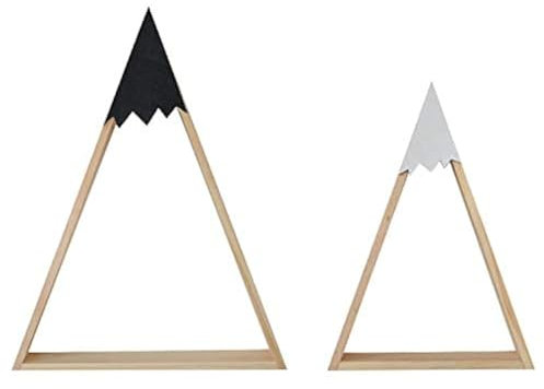 Nacnic Set di 2 mensole da parete in stile montagna. Bianco e nero. Scaffali galleggianti con design triangolare.
