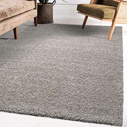 Impression Wohnzimmerteppich - Hochwertiger Öko-Tex zertifizierter Flächenteppich - Solid Color Teppich Hellgrau - Größe 140x200