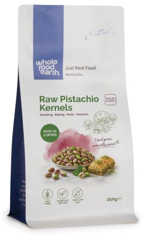 Wholefood Earth Pistaches Crues Sans OGM - 250 g Naturelles Riches en Protéines et Fibres