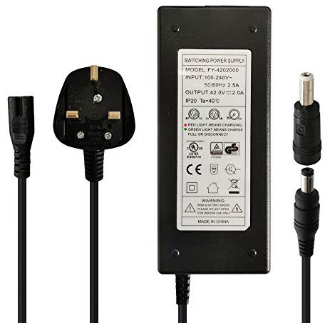 aunstarwei 42V 2A Battery Charger for 10 Series 36V Li-ion Battery Pack with DC 5.5x2.1mm Plug