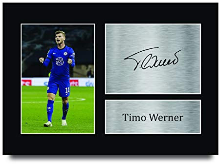 HWC Trading A4 Timo Werner Presents gedrucktes Autogramm Bild für Fans und Fans – A4