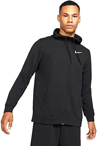 Nike Homme M Nk Dry Hoodie Fz Flc Veste, Noir/Blanc, S EU