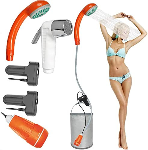 FLYFISH Camping Dusche Set Tragbare Outdoor-Camping-Dusche Campingdusche mit Tauchpumpe für Private dusche Auto waschen pet Baden Pflanzen wässern (Filter+Trigger+2-Bat Shower)