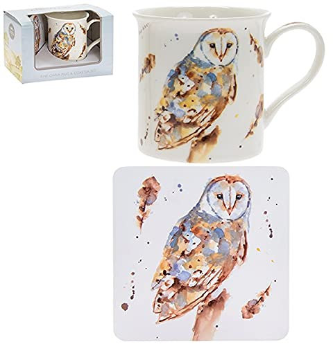 Barn Owl Fine China Mug & Coaster Boxed Set