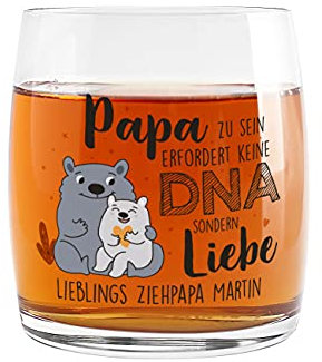 Herz & Heim® Whiskyglas Geschenk für Stiefpapa mit Aufdruck seines Namens