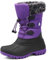 Mishansha Winterstiefel Mädchen Wasserdichte Schneestiefel Kinder Winterschuhe Jungen Schneeboots Rutschfest Winterboots Kinderstiefel Violett Schwarz,Gr.37