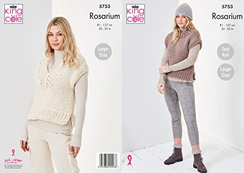 King Cole Rosarium 5753 Strickmuster für Damen, Tanktops und Mütze, grob, leicht zu stricken