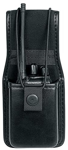 Universal Radio Case Two Way Radio Holder Universal Pouch for Walkie Talkies Nylon Holster Accessories for Motorola MT500, MT1000, MTS2000 and Similar Models（Black Plain Artificial Leather