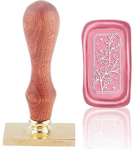 craspire Wachssiegelstempel Kirschblüte Vintage Siegellackstempel Sterne Rechteck Abnehmbarer Messingkopf Siegelstempel Mit Holzgriff S Weihnachten Xmas Thanksgiving Geschenkpapier