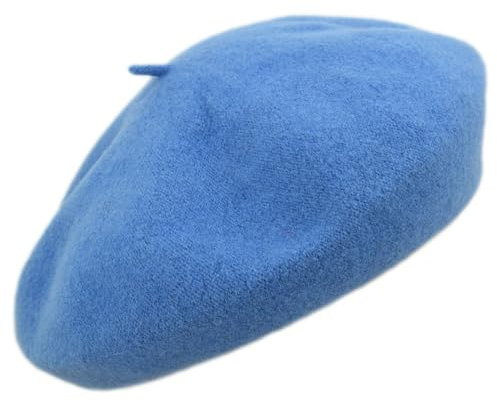 Melegari Baskenmütze für Damen | 100% Wolle | Margie Beret | Made in EU, hellblau 588, One size