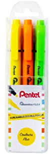 Pentel illumina Flex SLW11 Textmarker, zweispitz, Gelb, Orange und Grün, 3 Stück