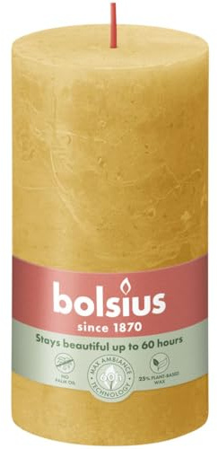 bolsius Stumpenkerze Honeycomb Gelb 68 mm - Höhe 13 cm - Gelb - 60 Brennstunden