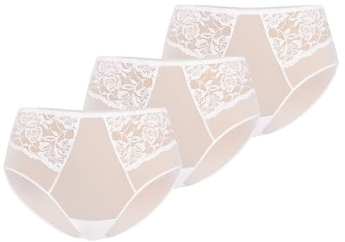 Teyli Slip Damen 3er Pack aus Transparentem Mesh mit Spitze - Bikinis & Taillenslips für Damen - Taillenslip Damen mit Baumwollfutter