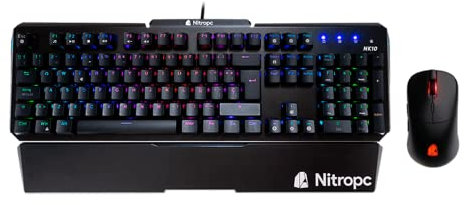 Nitropc - Combo Extremo Lite | Accesorios Gaming (Teclado óptico y mecánico RGB NK10, Switches reemplazables, QWERTY | Ratón inalámbrico NM1 Pro, Alta precisión, 6 Botones programables)