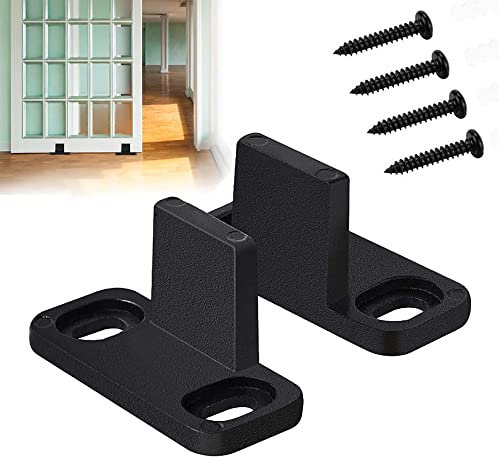 Guida Pavimento Inferiore Regolabile 2 Pezzi Guida Pavimento Porta Fienile,Scorrevole Guida del Pavimento Della Porta,Guida Scorrevole per Pavimento(Nero)