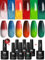 YTD Likomey Color Changing Gel Polish Set,6 Colors with Base and Top Coat Mood Temperature Change Colors,Red Green Blue Orange Ombre Thermal UV Gel Manicure Gift Kit,8 Pcs 7.5 ml