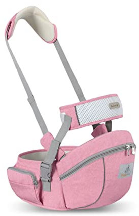 SONARIN Multifonctionnel Porte-bébé Siège de Hanche,Ergonomique Porte bébé Ventral Tabouret de Taille avec Ceinture de Sécurité & Bandoulière pour Nouveau-né Tout-Petit 0-24 Mois(Rose)