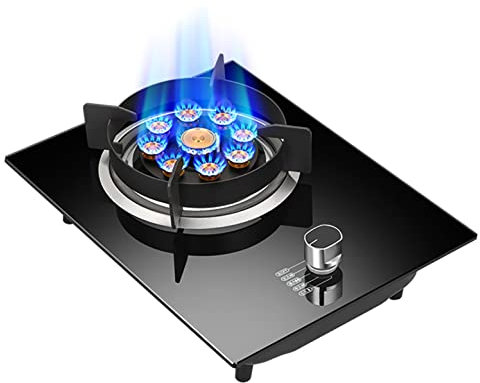 Samnuerly Piano Cottura A Gas, Piano Cottura A Gas, Cucina Componibile, Piano Cottura A Gas, Piano Cottura A Gas da Tavolo, Piano Cottura A Gas in Vetro Temperato Nero/Acciaio Inox, con Ffd E Griglie