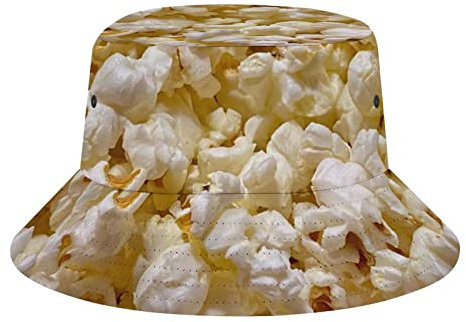 QQIAEJIA Lebensmittel Gemüse Bean Bucket Hüte Unisex Strand Reise Hut Outdoor Angeln Kappe für Frauen Herren, Popcorn, One size
