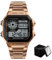 Nicoone Herren Digital Armbanduhr, Chronograph mit LED-Hintergrundbeleuchtung, 50 m Wasserdicht, Edelstahlarmband (Roségold)