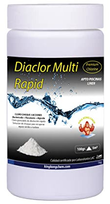 Cloro Choque 3 Acciones Piscinas DIACLOR Multi Rapid 1 KG (Cloro + Floculante + Algicida) - Cloro granulado de disolución rápida