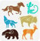 FINGERINSPIRE Südwest Tierschablone 30x30 cm Wiederverwendbar Pferd Wolf Bär Hirsch Kuh Ziege Zeichenschablone DIY Kunst Tierdekorationsvorlage Zum Malen Auf Holz Wand Und Möbel