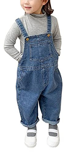 Boodtag Kids Toddler Girls Boys Denim Dungarees Jeans Overalls Bib Pants Trousers Blue-buttons 3-4 Years