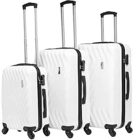 VERTICAL STUDIO 20 24 28 Koffer Reisekoffer 3er-Set Trolley Mehrteilig mit Ziffern Kofferschloss aus Kunststoff (ABS) Vier Rollen (Weiß Reykjavik 20 25 28)