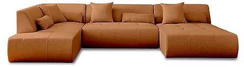 Lisa Design Onyx - modulares wohnlandschaft - Ecke Links 7-Sitzer - Stoff Rostfarben