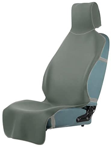 1Pc Erweitertes Wasserdichtes Autositzbezüge Handtuch mit 3 Schnallenriemen, Universal Neoprene Rutschfeste Rückseite Fleckabweisender Autoschutz Sitzauflage Waschbar für SUV Hund Kind (Graugrün)
